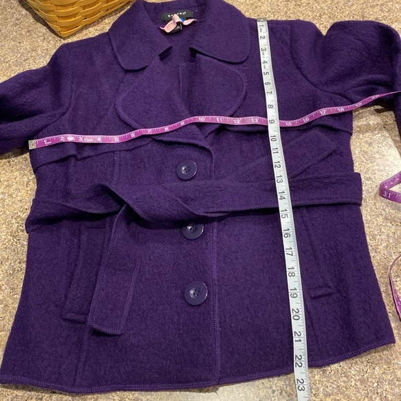 Sandro Petite Wool Purple Belted Jacket Medium - Picture 8 of 17